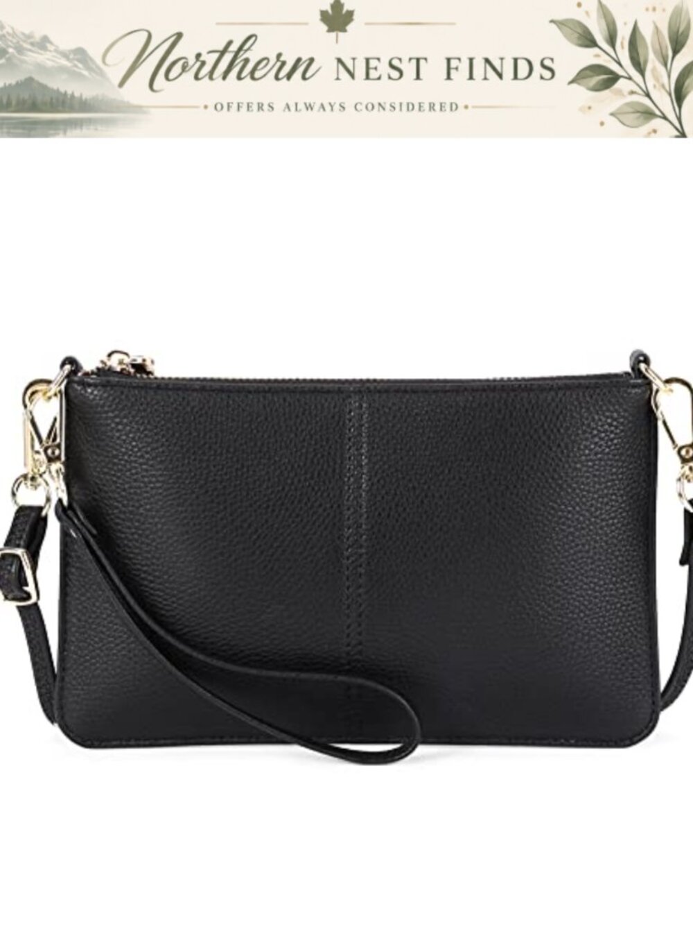 Vegan Leather Wristlet Clutch Crossbody Bag with Card Slots